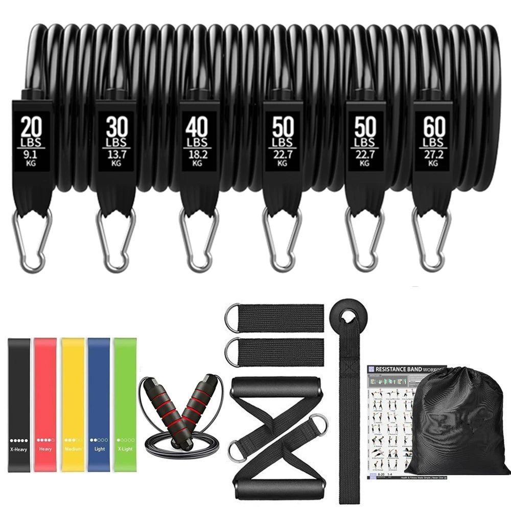 Workout Bar & Resistance Bands Set - Home Gym & Pilates