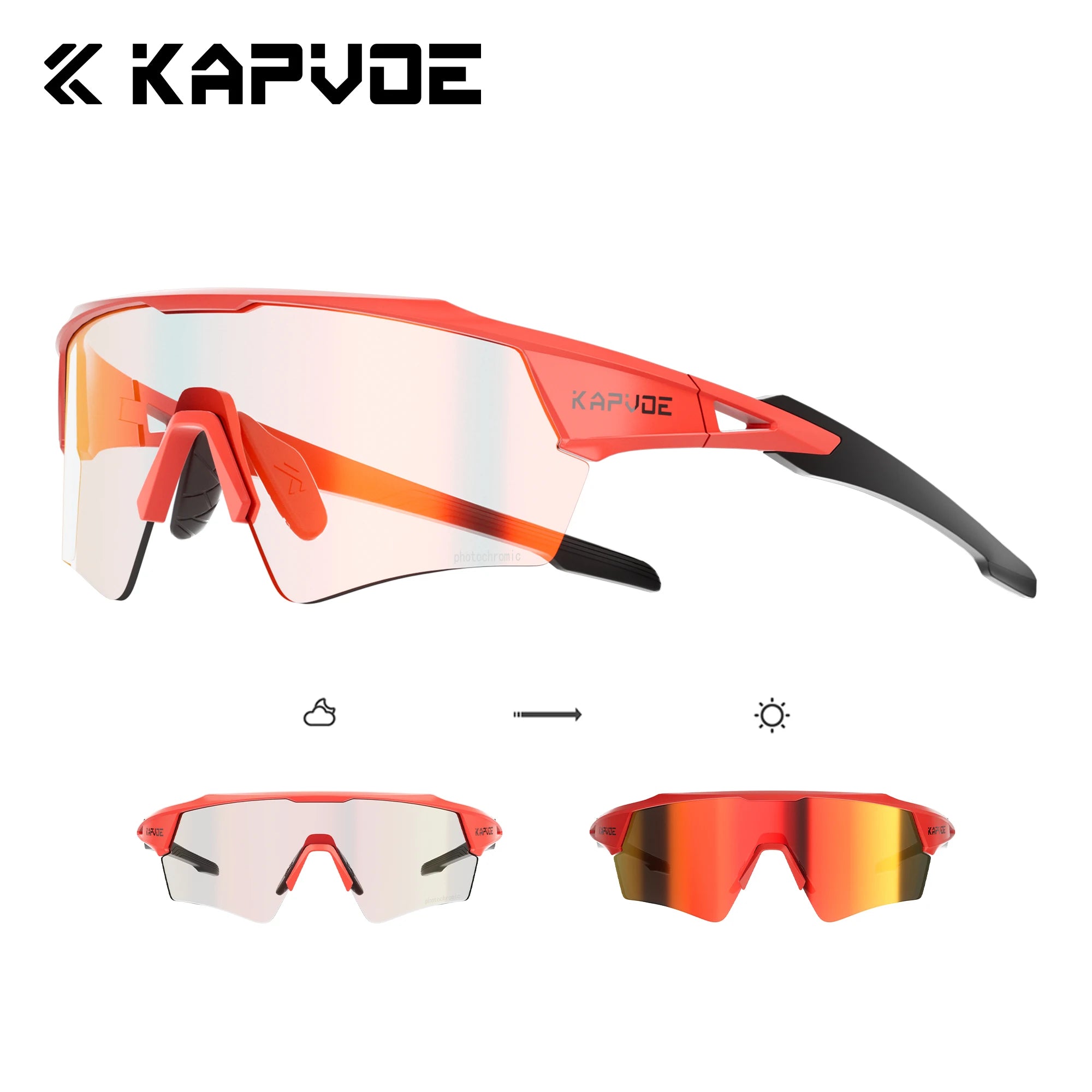 Kapvoe Photochromic Cycling Sunglasses UV400 MTB Road Bike Goggles Men Women