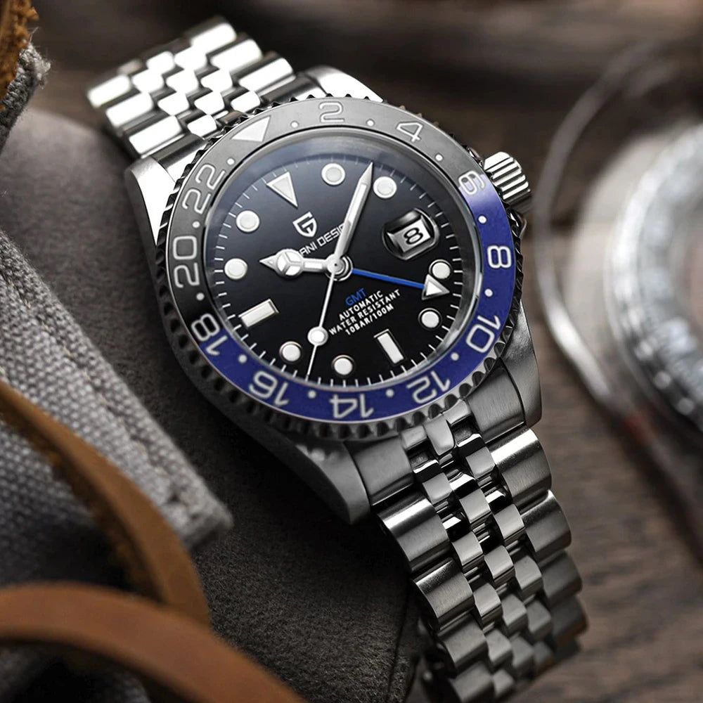 PAGANI DESIGN PD-1662 Luxury GMT Mechanical Watch - Sapphire, Steel, 100M Waterproof