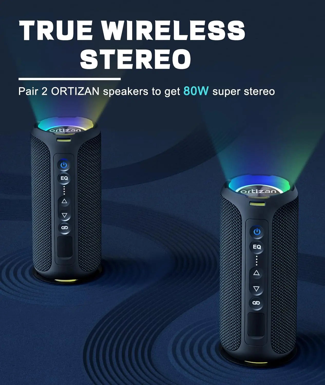 Ortizan 40W Enhanced Bass IP7 Waterproof Outdoor Bluetooth Speaker