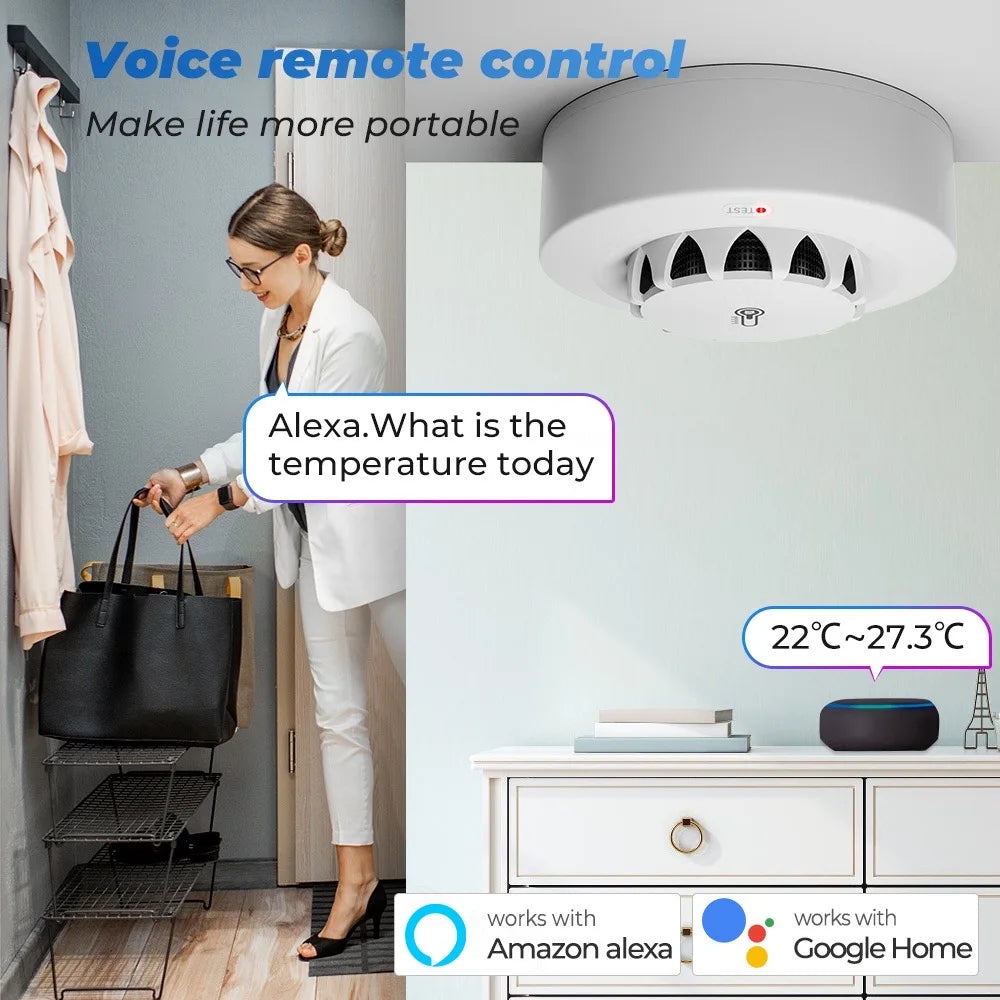 Tuya Smart WiFi & Bluetooth Smoke Detector with Temp & Humidity