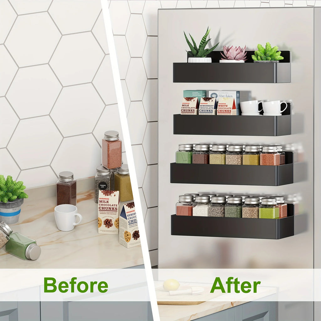 Magnetic Storage Rack - No-Drill Wall Shelf for Kitchen & Bath