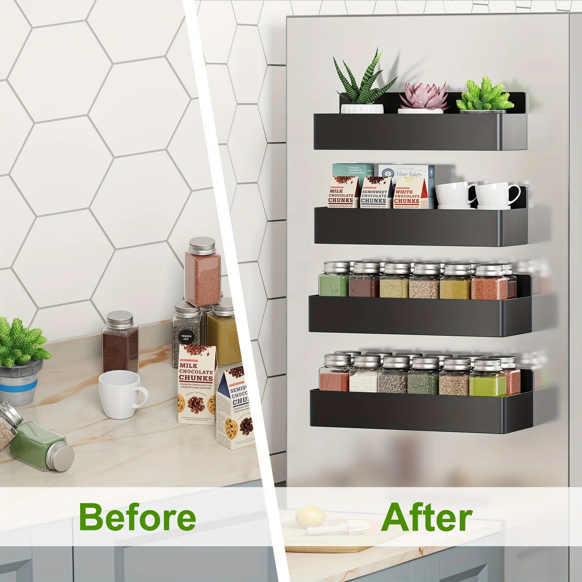 Magnetic Storage Rack - No-Drill Wall Shelf for Kitchen & Bath