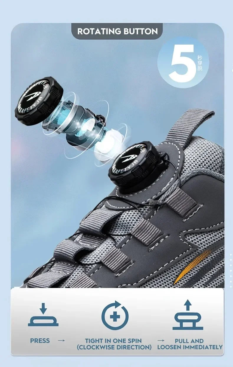Vabena Lace-Free Steel Toe Safety Sneakers for Ultimate Work Comfort