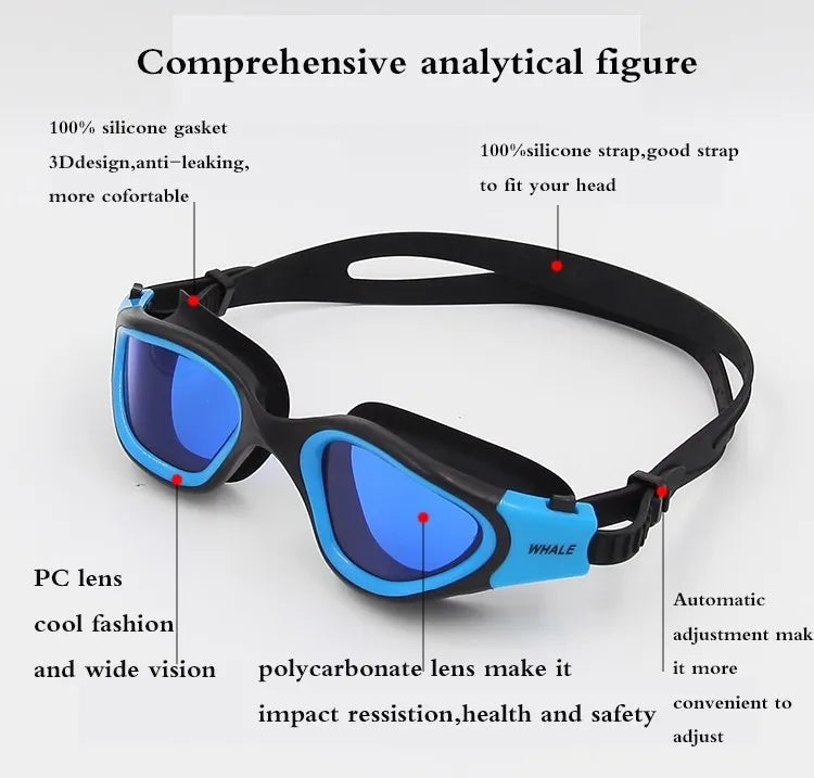 Professional Anti-Fog UV Swimming Goggles for Adults - Waterproof Silicone
