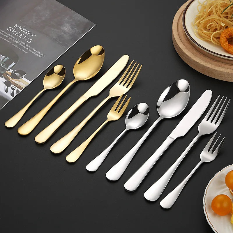 Vabena Golden Stainless Steel Cutlery Set - Elegant Dining | Premium Gold Flatware