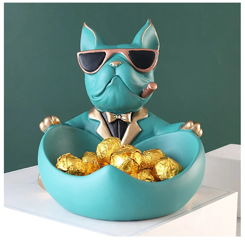 Cool Dog Figurine Storage Box - Resin Art Home Decor Gift