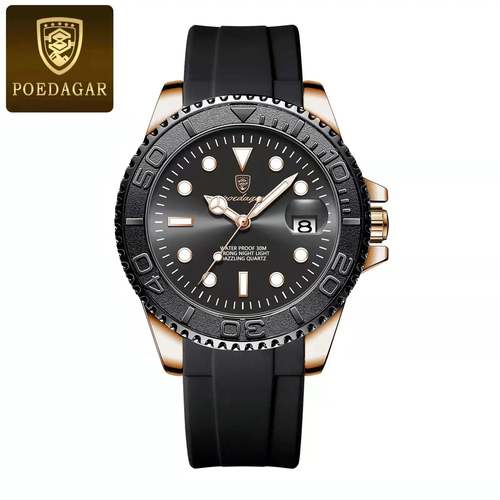 POEDAGAR Luxury Men's Quartz Watch - Waterproof & Luminous Date