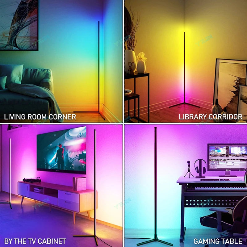 Smart RGBIC Floor Lamp with Tuya App Control | Nordic Mood Light for Gaming & Living Spaces (145/180CM)