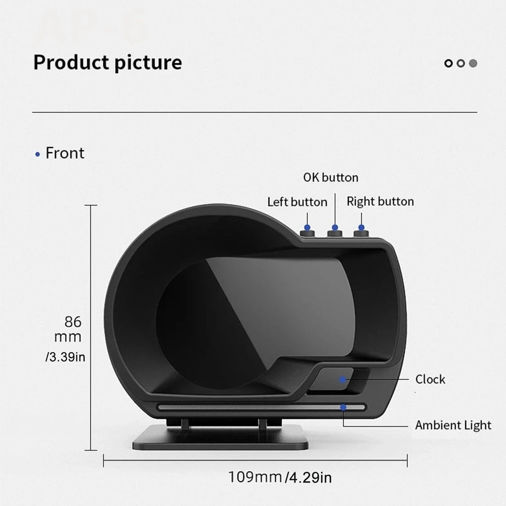 Car HUD Speedometer OBD2+GPS | Smart Gauge Display
