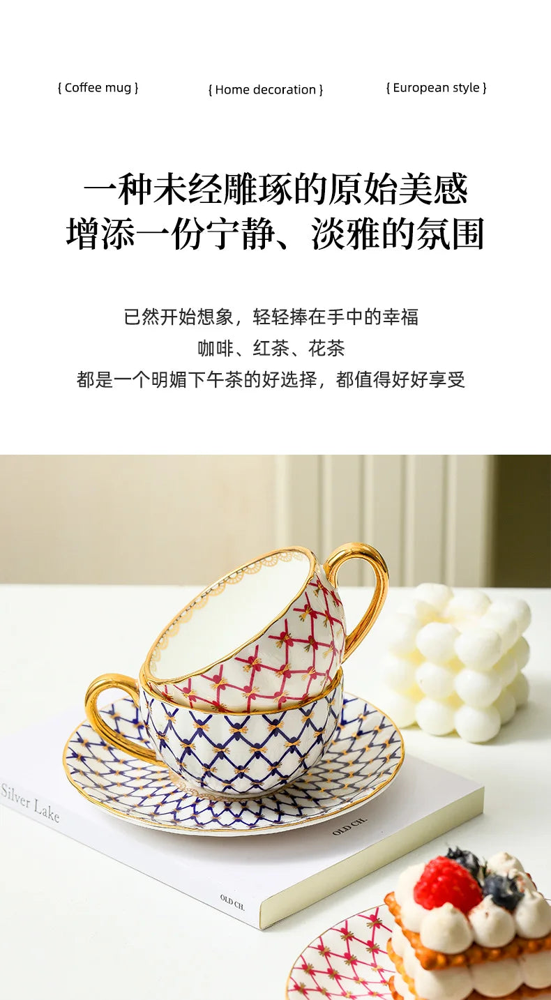 Nordic Bone China Coffee Cup with Gold Handle - Elegant Porcelain Mug