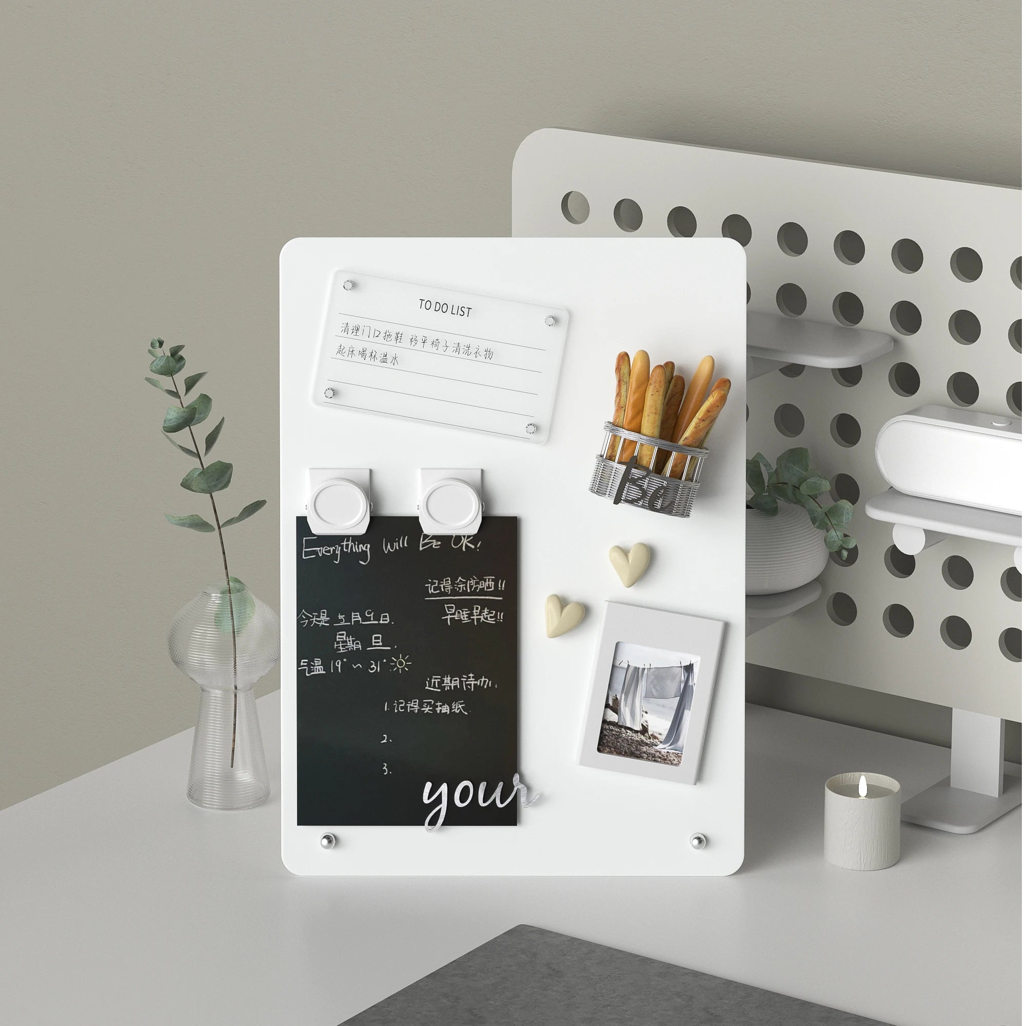 Magnetic Desk Bulletin Board with Stand & Clamp | Tabletop Display
