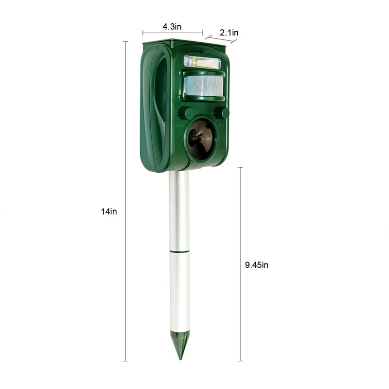 Solar Ultrasonic Animal Repeller Outdoor Pest Control with PIR Sensor