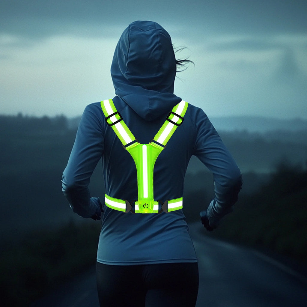 LED Running Vest | USB Rechargeable & Reflective High Visibility