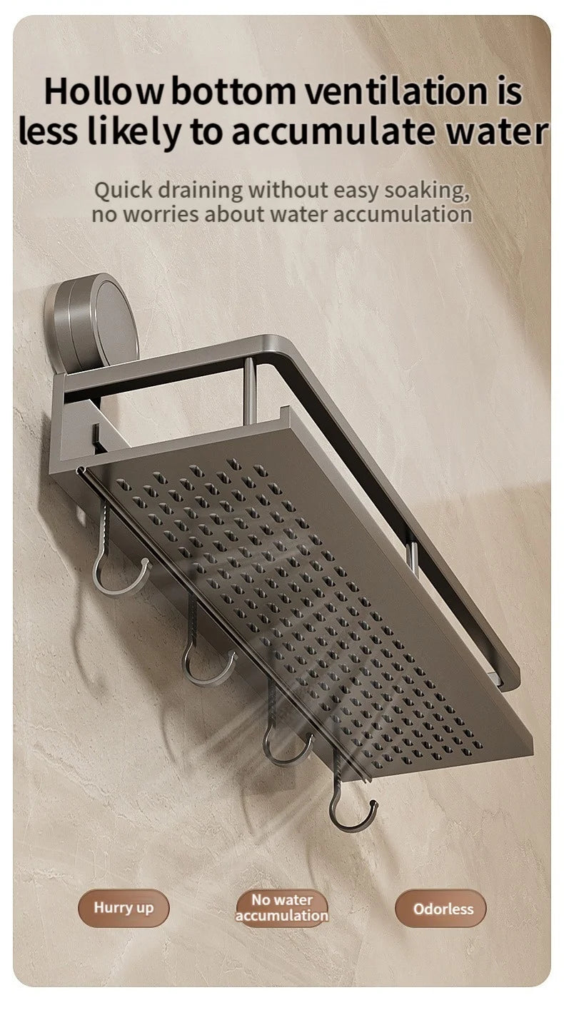 Wall Mounted No-Drill Bathroom Storage & Towel Rack | Versatile Organizer