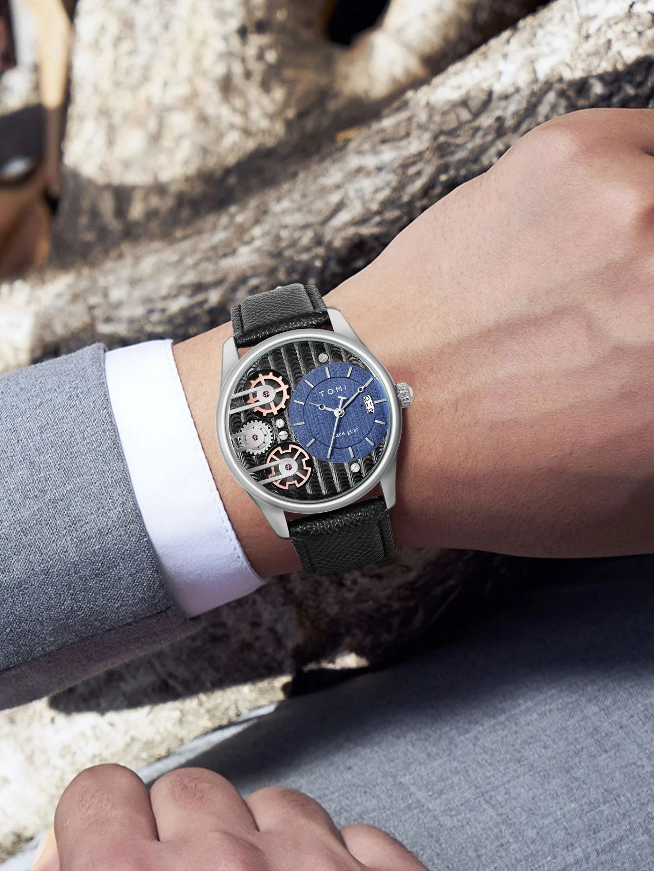 TOMI Men's Luxury Quartz Watch Gift Set - Detachable Strap