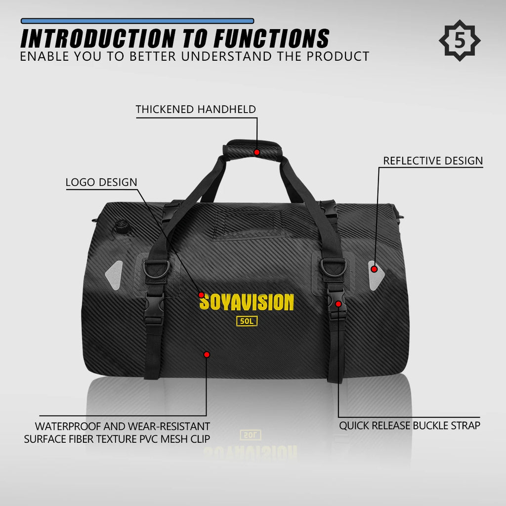 Waterproof Motorcycle Tail Bag | Dry Roll Luggage | 20L, 40L, 66L