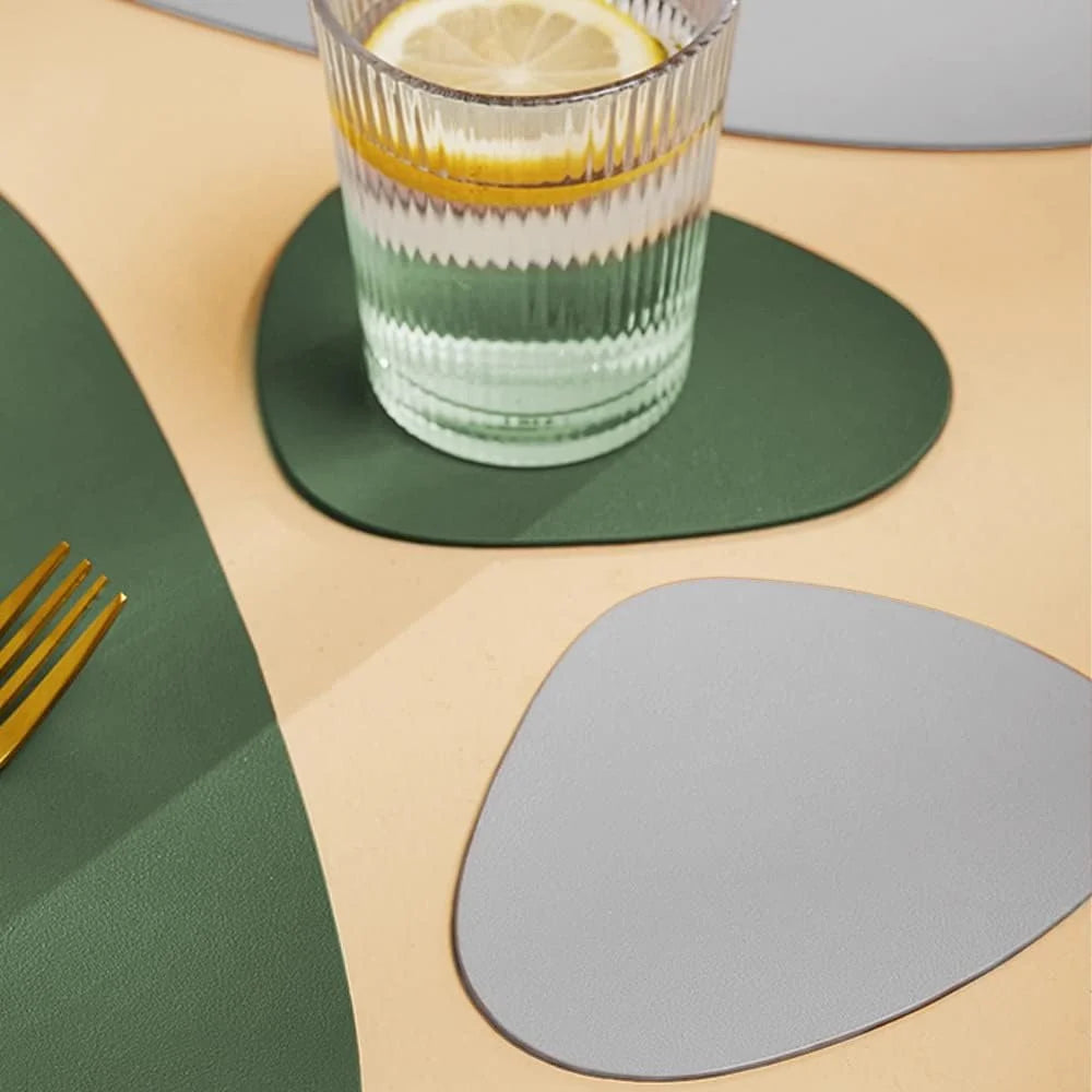 Irregular PU Leather Placemats Set - Oil-Proof & Waterproof Table Mats