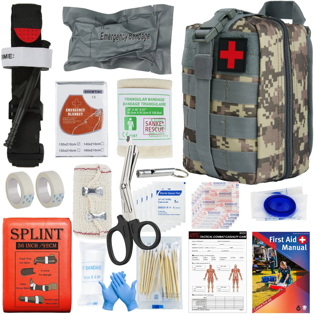 Tactical IFAK First Aid Survival Kit - 18 EMT Emergency Items MOLLE Pouch