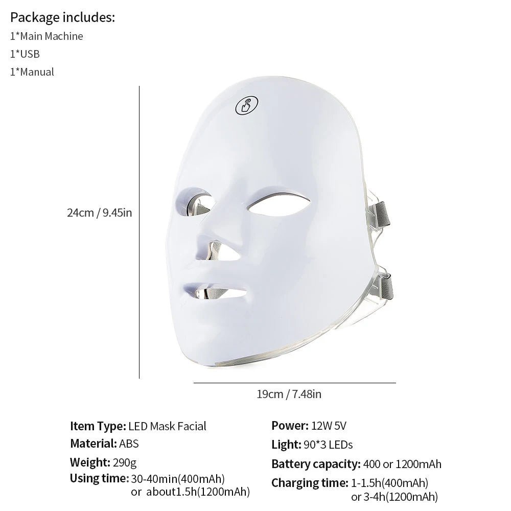 Vabena Wireless LED Mask: 7-Color Photon Therapy for Youthful Skin