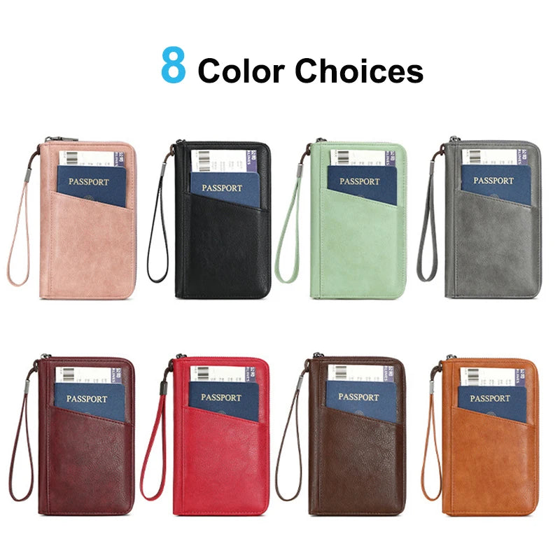 Travel Passport Wallet - RFID Anti-Theft PU Leather Organizer for Men & Women