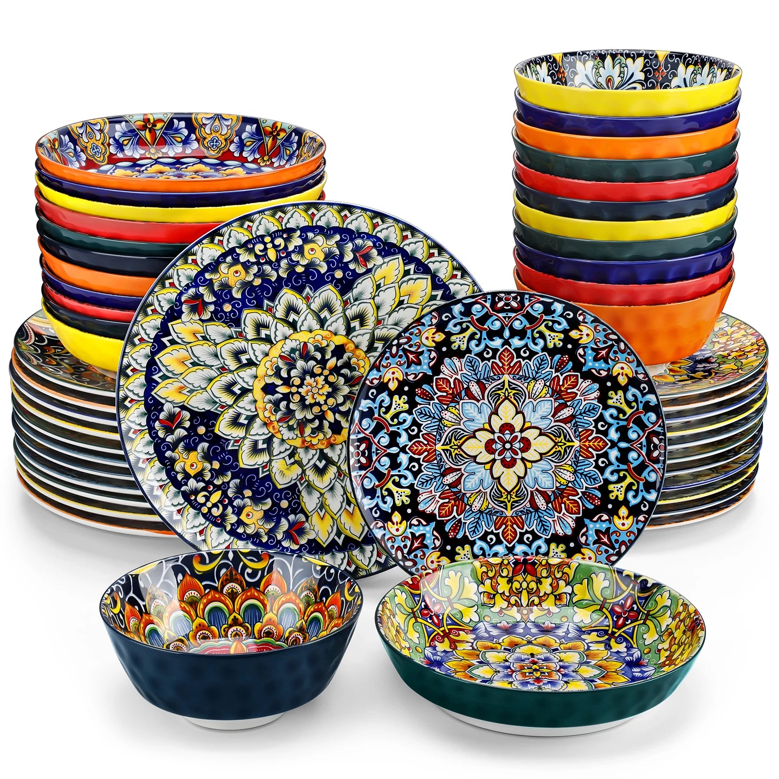 vancasso Bohemian Stoneware Dinnerware Set for 6 - Rustic Tableware