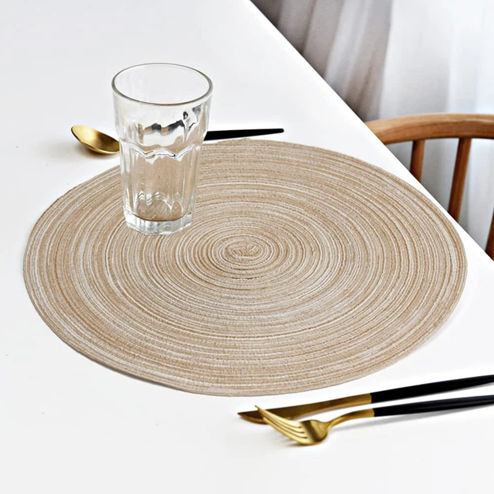 Elegant Round Braided Washable Placemats - Set of 6