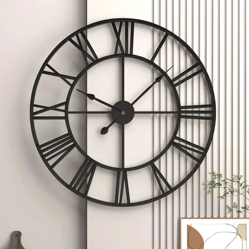 Modern 3D Large Roman Numeral Wall Clock - Silent Design Decor