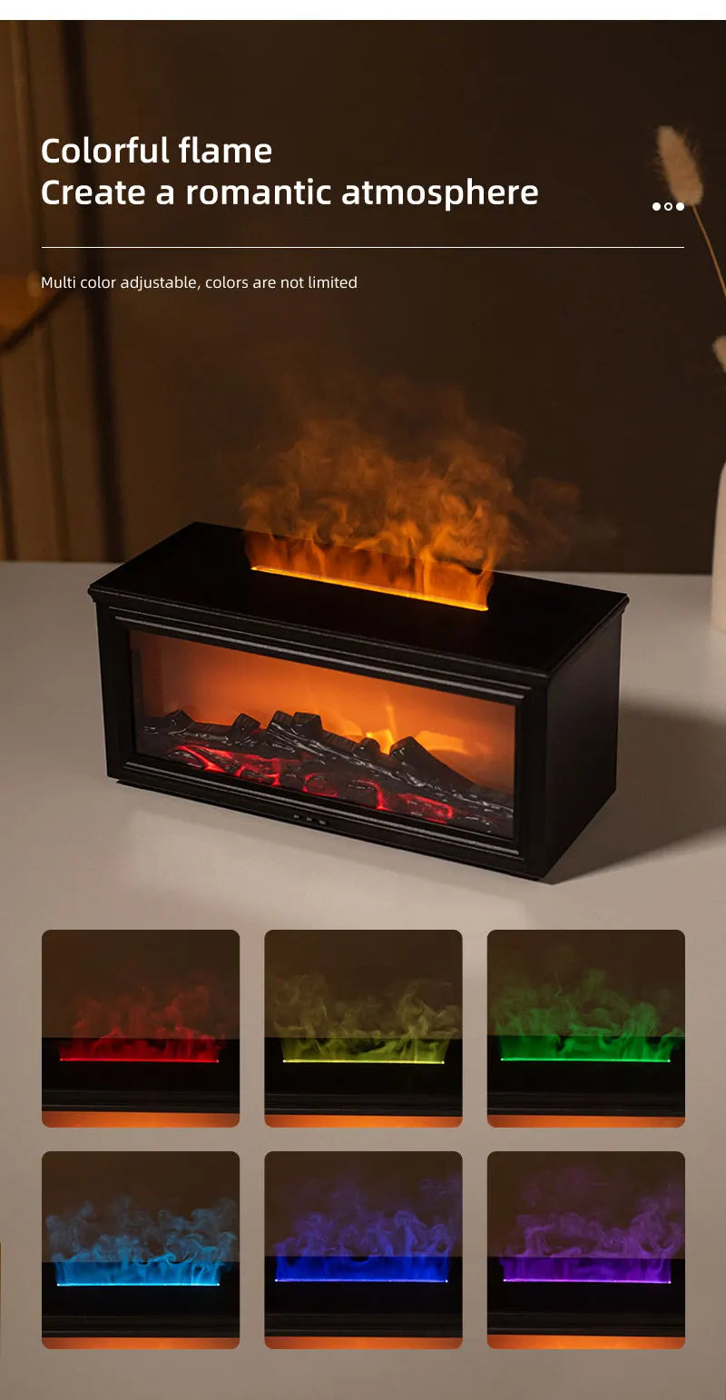 Simulated Fireplace Flame Diffuser & Humidifier with Essential Oils