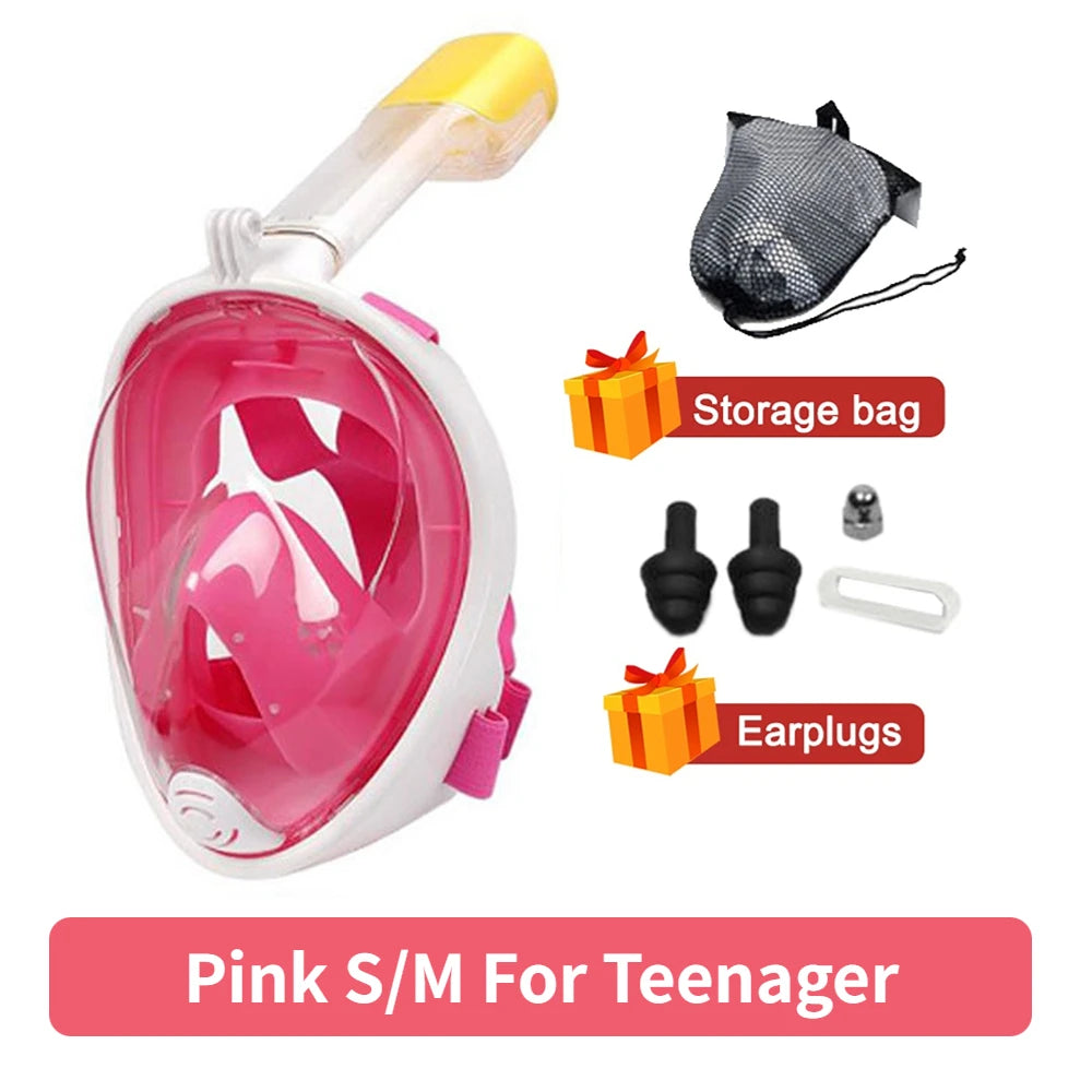 Vabena Full Face Diving Mask - Anti-Fog Snorkel Gear for Adults & Kids