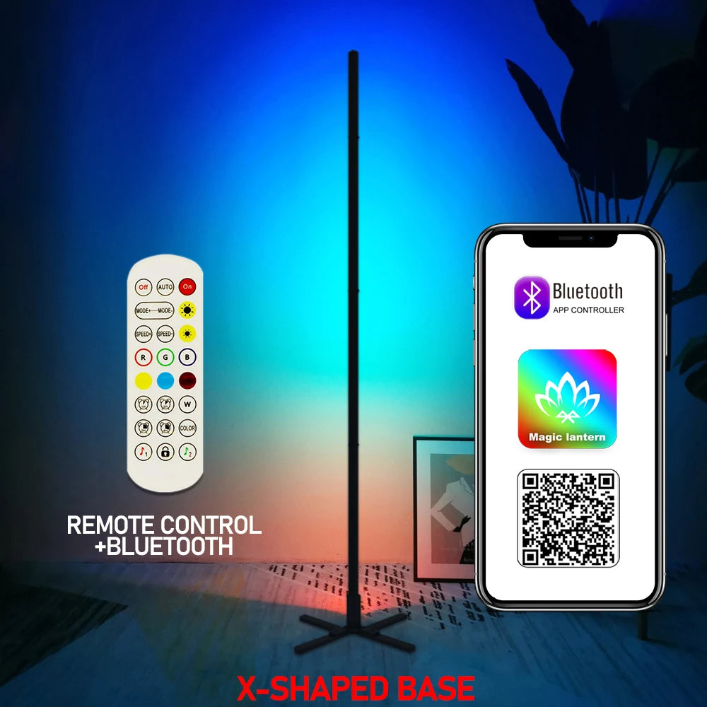 Smart RGBIC Floor Lamp with Tuya App Control | Nordic Mood Light for Gaming & Living Spaces (145/180CM)