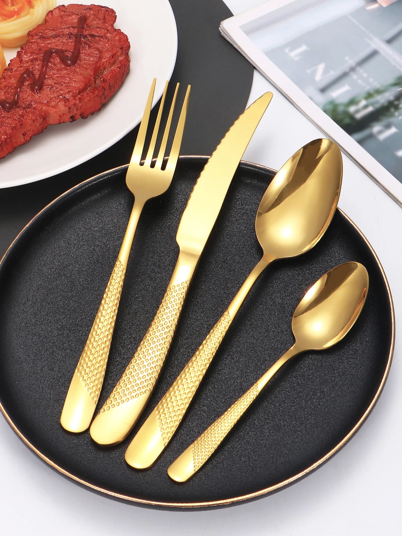 Vabena 24-Piece Stainless Steel Star Cutlery Set | Premium Elegant Dining Tableware