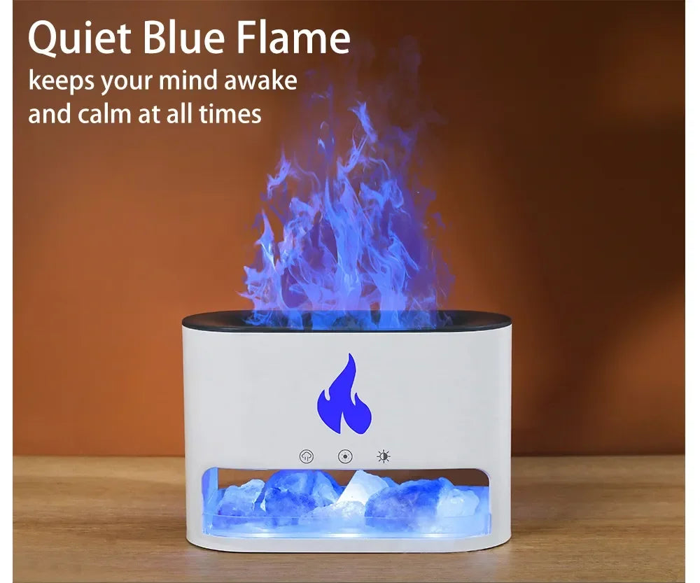 7-Color Flame Volcano Diffuser & Humidifier | Crystal Salt Lamp Fire Effect