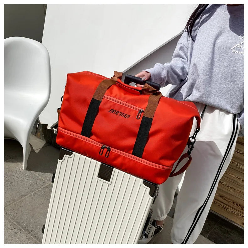 Men's Large Capacity Waterproof Gym Bag - Travel Sports Duffle & Crossbody