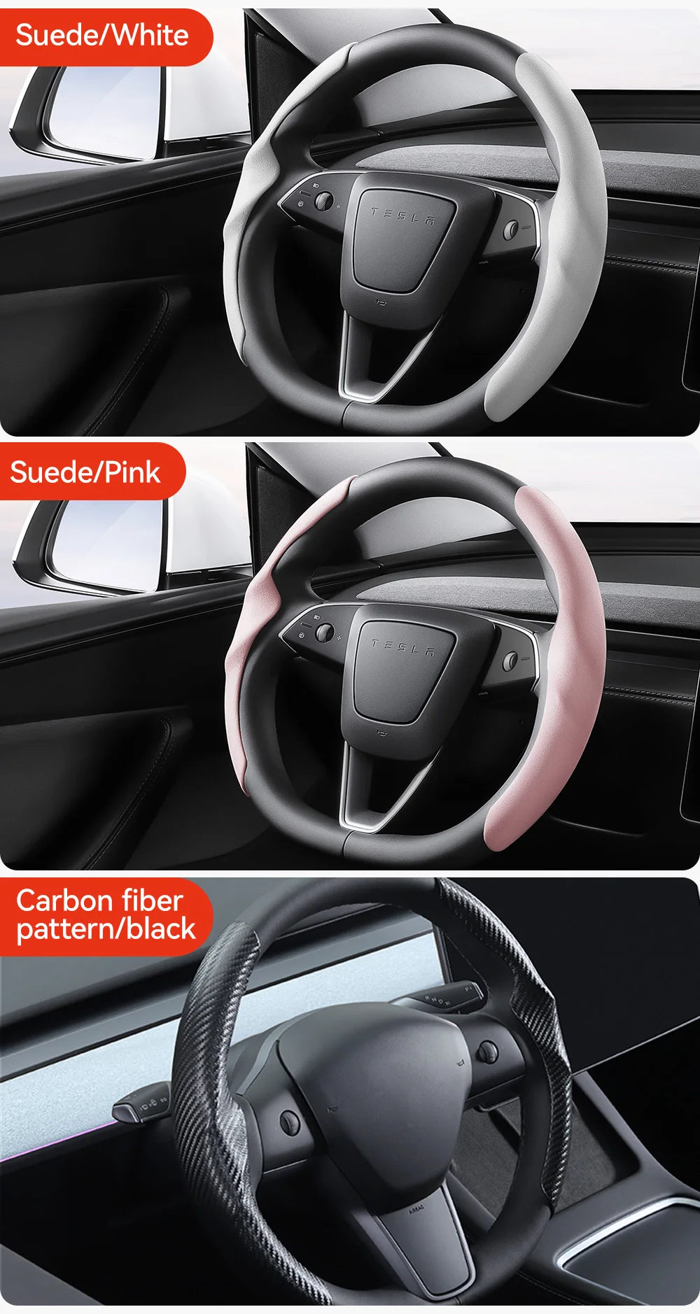 Tesla Model 3/Y Highland Juniper Carbon Fiber Steering Wheel Cover