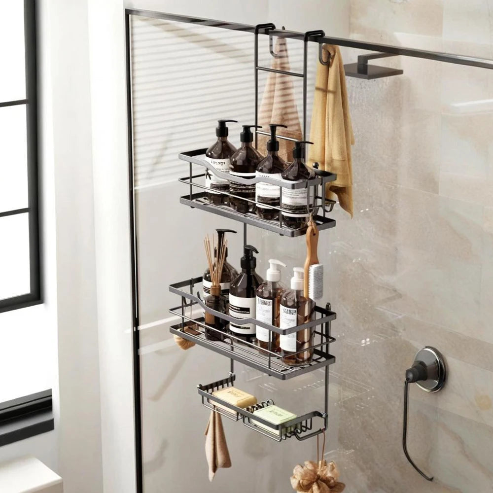 3-Tier Hanging Shower Caddy - Large Capacity Bathroom Organizer with 2 Soap Dishes