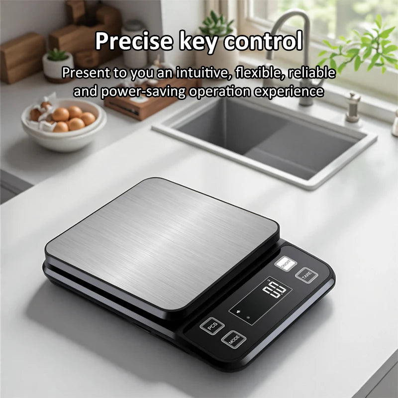 Digital Waterproof Stainless Steel Kitchen Scale - 3/5/10kg, 0.1g Precision
