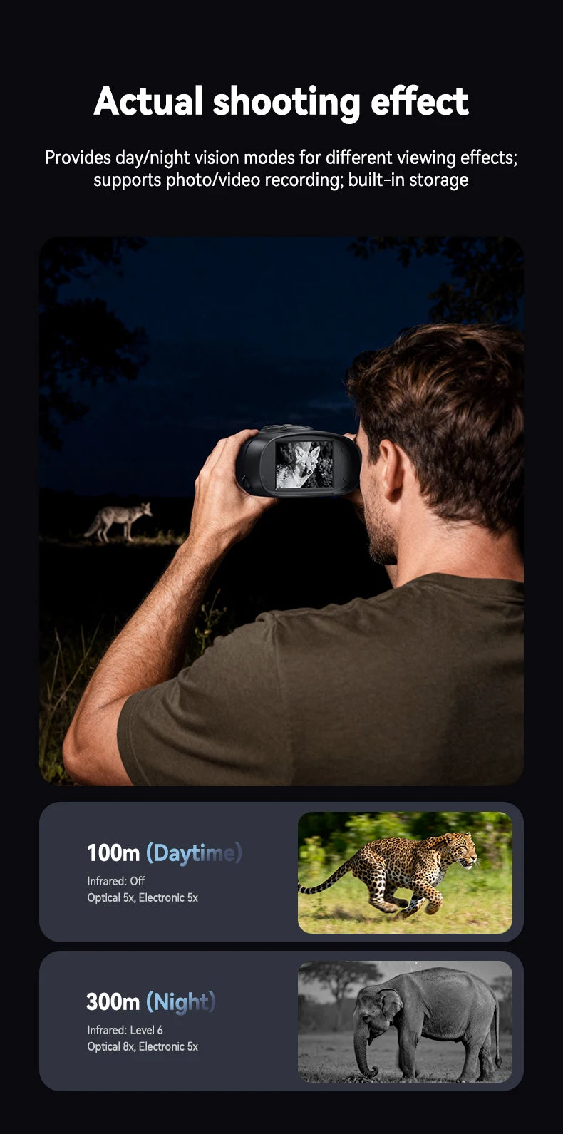 10X Digital Night Vision Binoculars Goggles - 5W IR 800M Full Dark Video