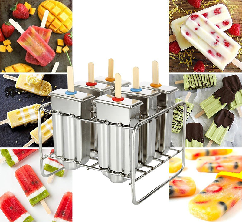 Stainless Steel Popsicle Mold Rack – Homemade Ice Cream & Lolly Maker Set