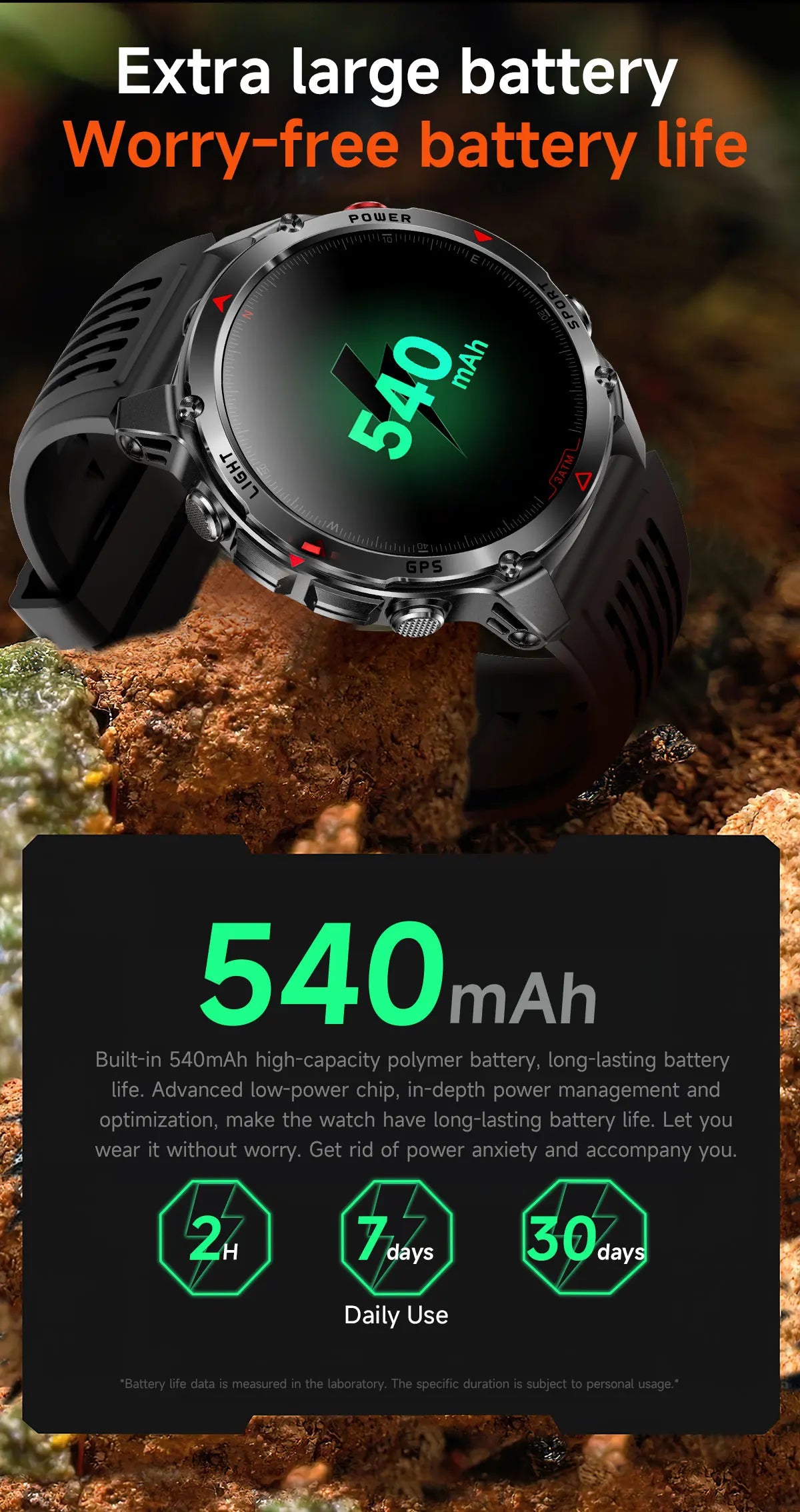 Vabena 2025 GPS Map Smartwatch | Navigation & Fitness for Men & Women