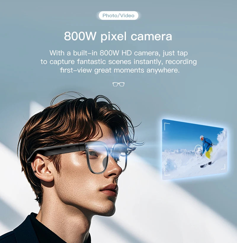 GUHUAVMI 800W HD Camera Glasses for Men - Hands-Free Translator & Video
