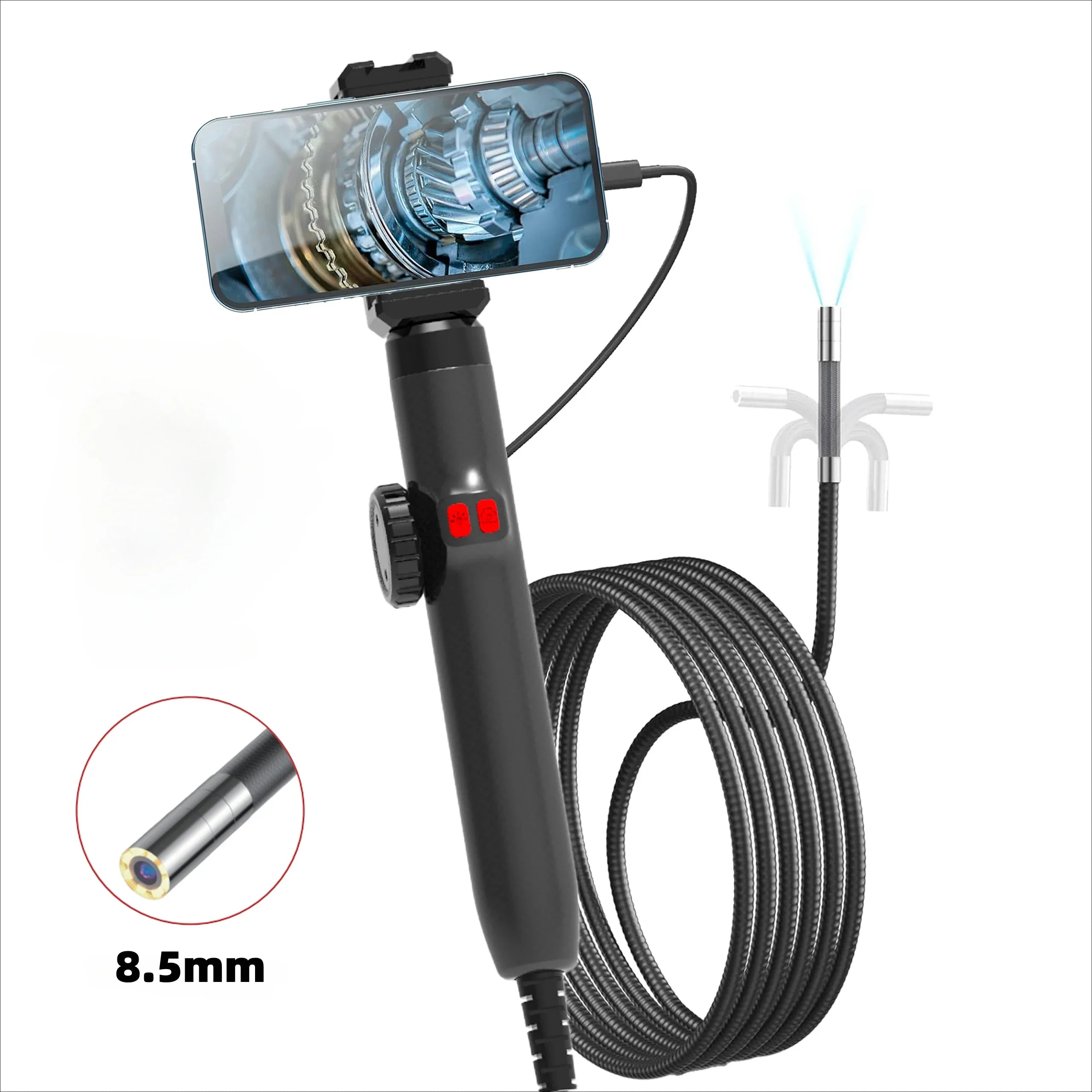 360° Articulating Borescope Endoscope Camera with Light for Android/iOS