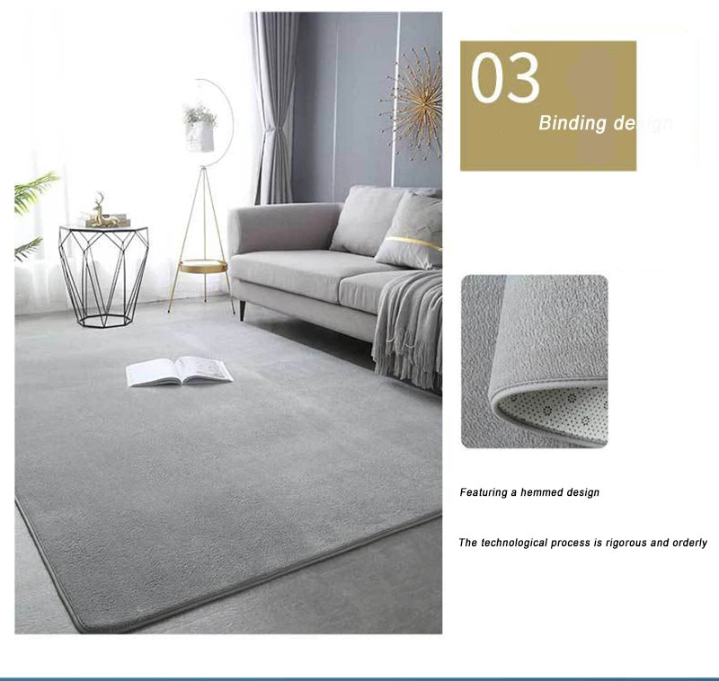 VIKAMA Modern Coral Velvet Carpet - Soft Non-Slip Living Room & Bedroom Mat