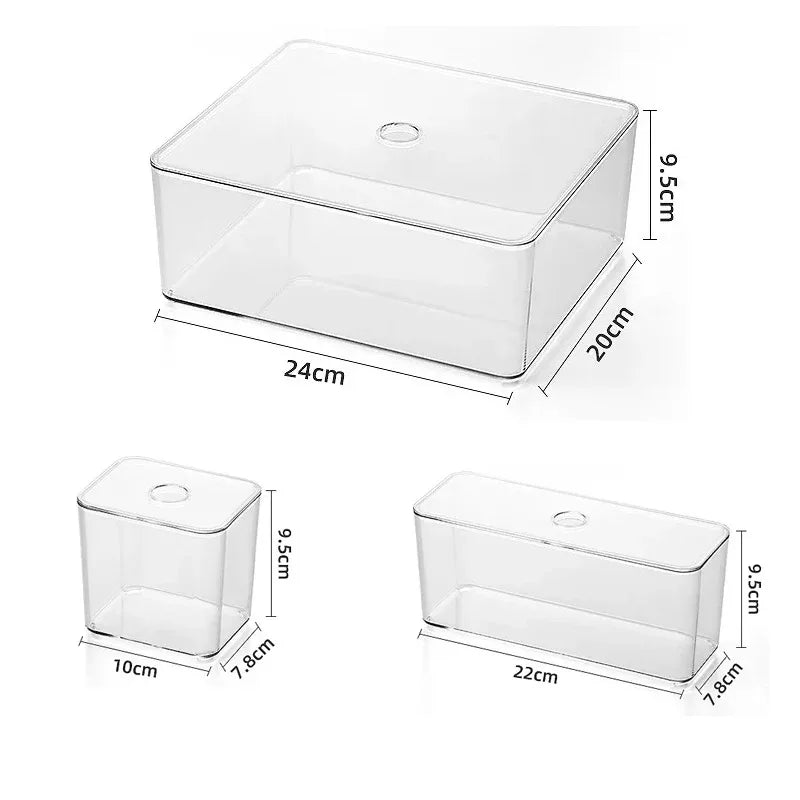 Clear Acrylic Drawer Organizer Sets - Transparent Storage Bins for Stationery & Makeup