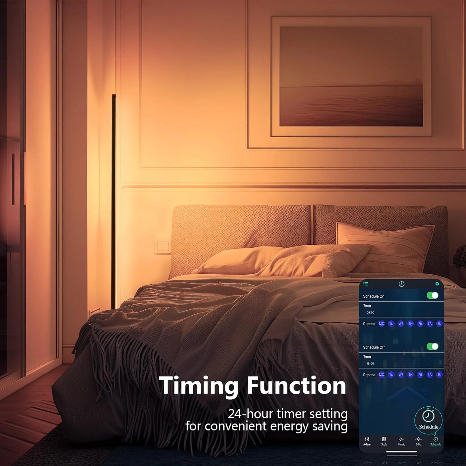 Vabena Smart RGB Corner Floor Lamp - Music Sync & App Control