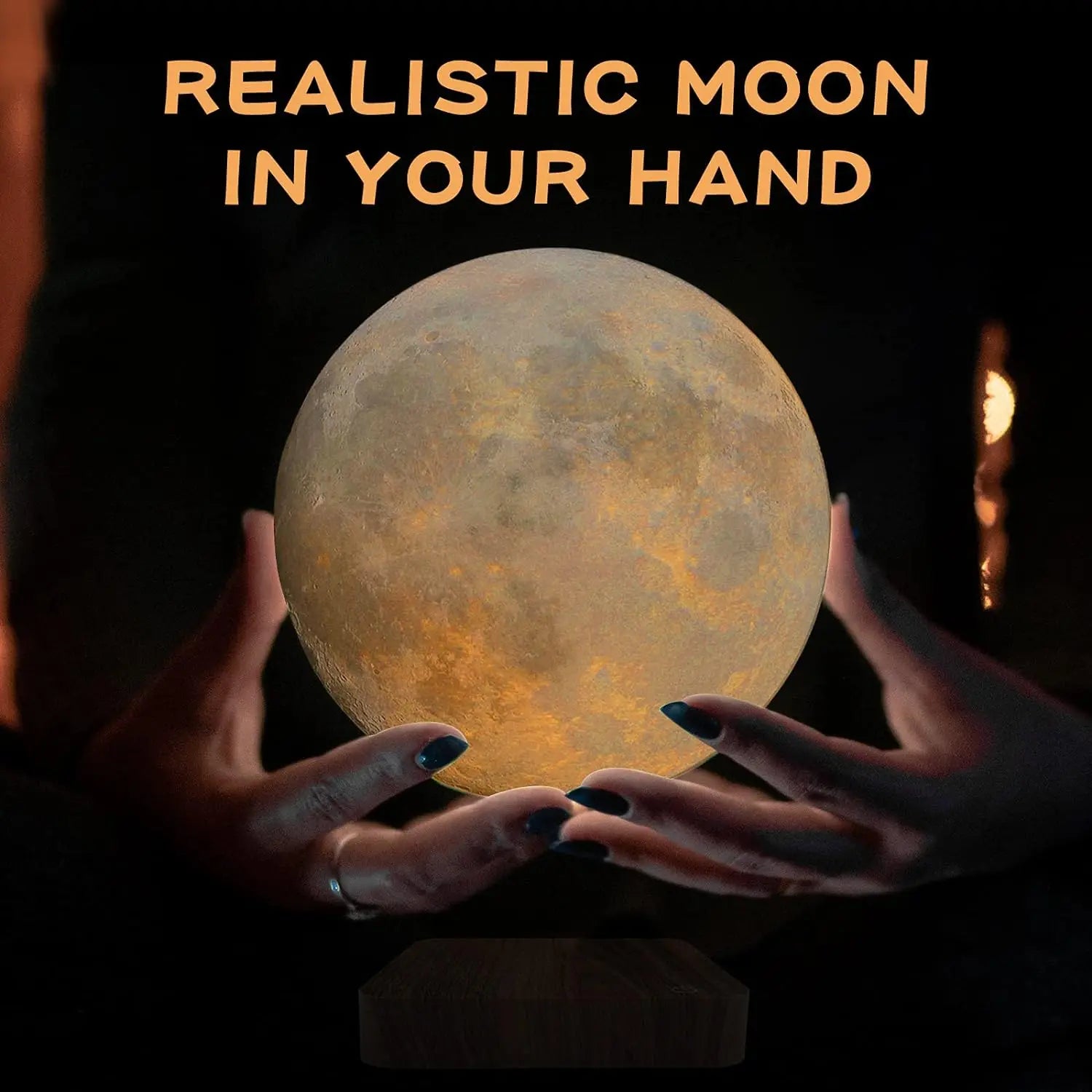 Levitating Moon Lamp - Magnetic Floating 3D LED Night Light with Wooden Base
