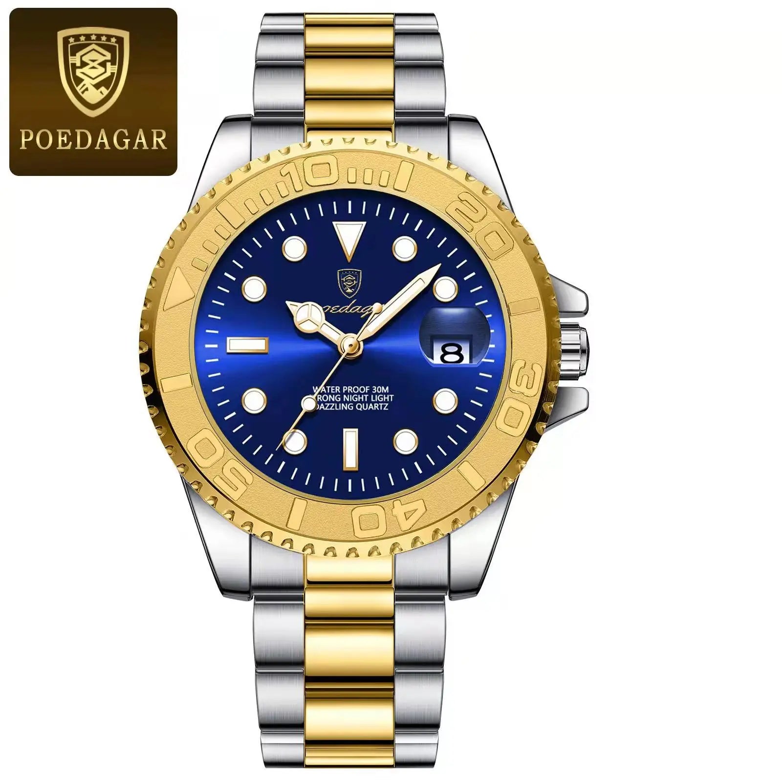 POEDAGAR Luxury Men's Quartz Watch - Waterproof & Luminous Date