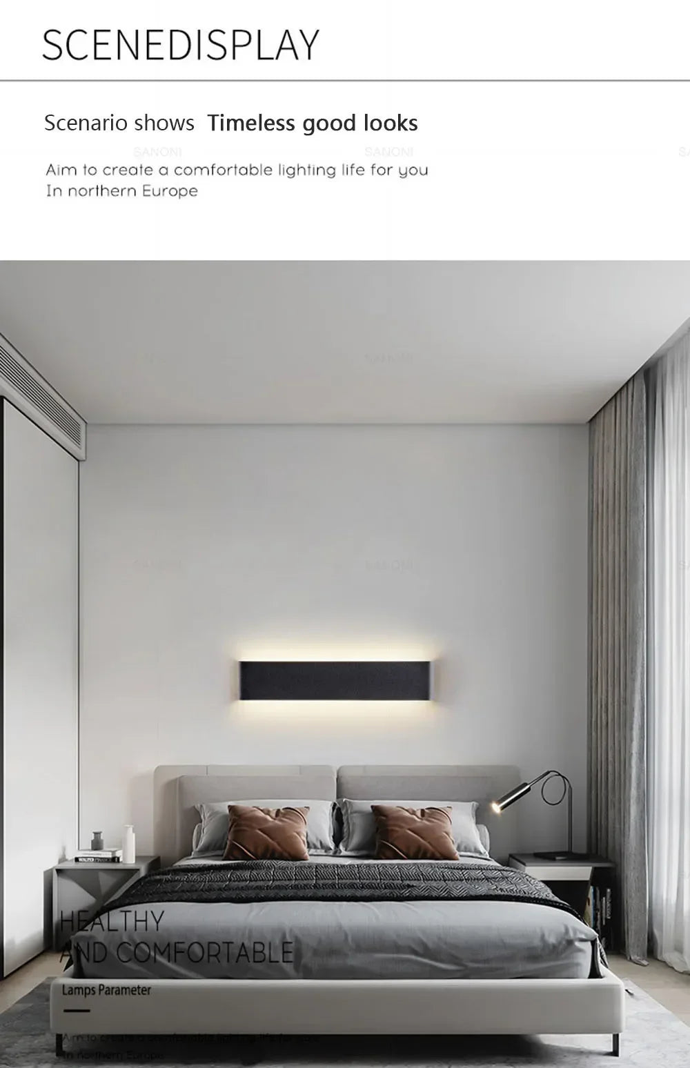 Modern LED Wall Lamp Sconce - Indoor Lighting Fixture for Bedside, Living Room, Stairs, Bathroom & Home Decor