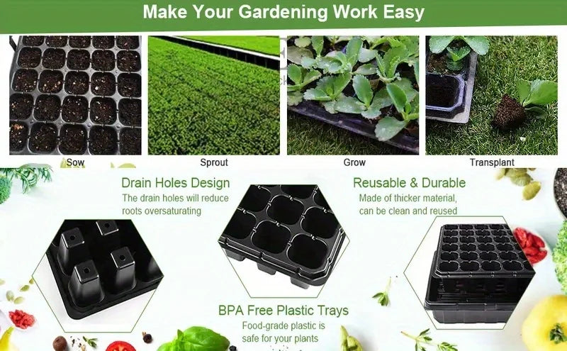 Nursery Seed Starter Tray - Greenhouse & Garden Plant Germination