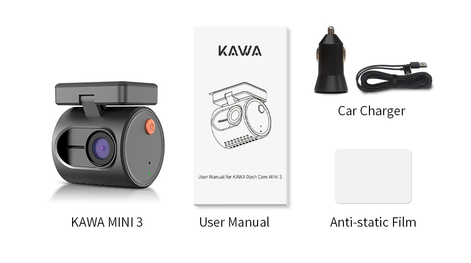 KAWA Dash Cam MINI 3 - 2K Dash Camera with Voice Control, Night Vision & WiFi APP